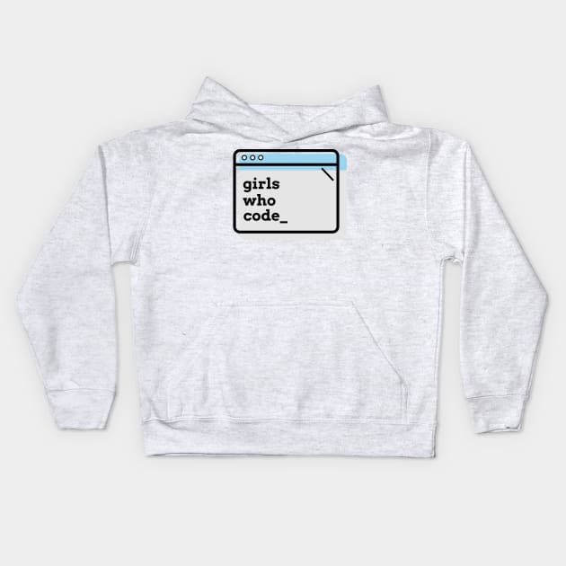 Girls Who Code Blue Kids Hoodie by alissawang